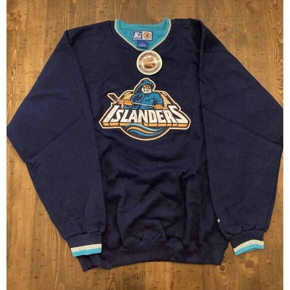 Vtg 90s Starter NHL NY Islanders Fisherman Crewneck Logo Sweatshirt Sz L NOS NWT - Picture 1 of 8